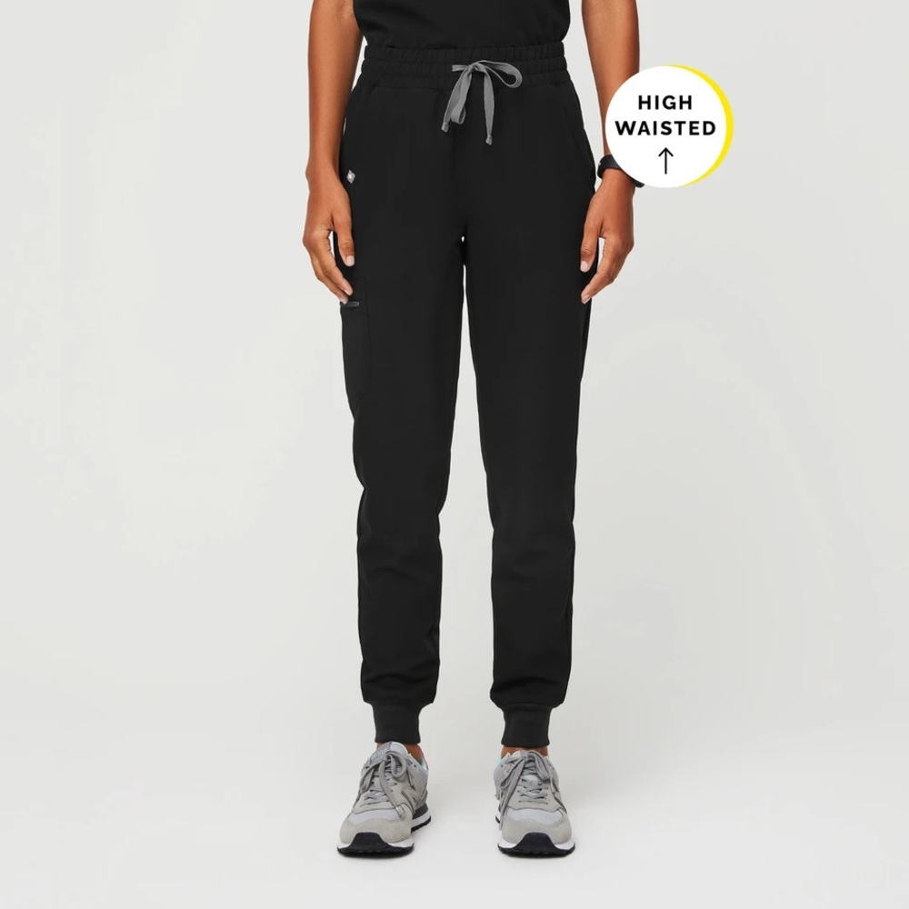 Figs High Waisted Zamora Black Jogger Scrub Pants